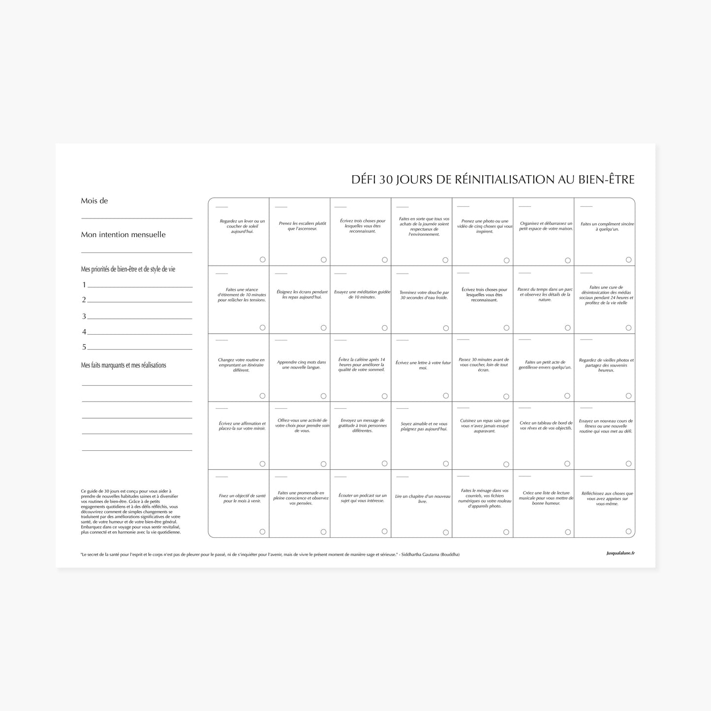 Défi Bien-être de 30 Jours - Édition Numérique et Imprimable