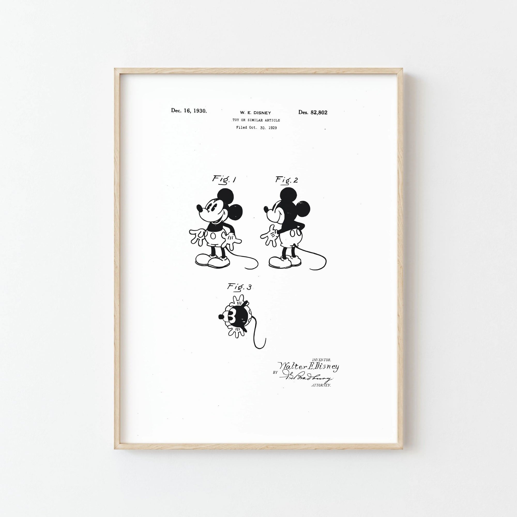 Poster Mickey Mouse de Brevet – Un Classique Revisité pour Votre Décoration