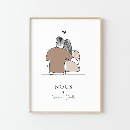 AFFICHE PERSONNALISÉE "COUPLE AMOUREUX" DE DOS