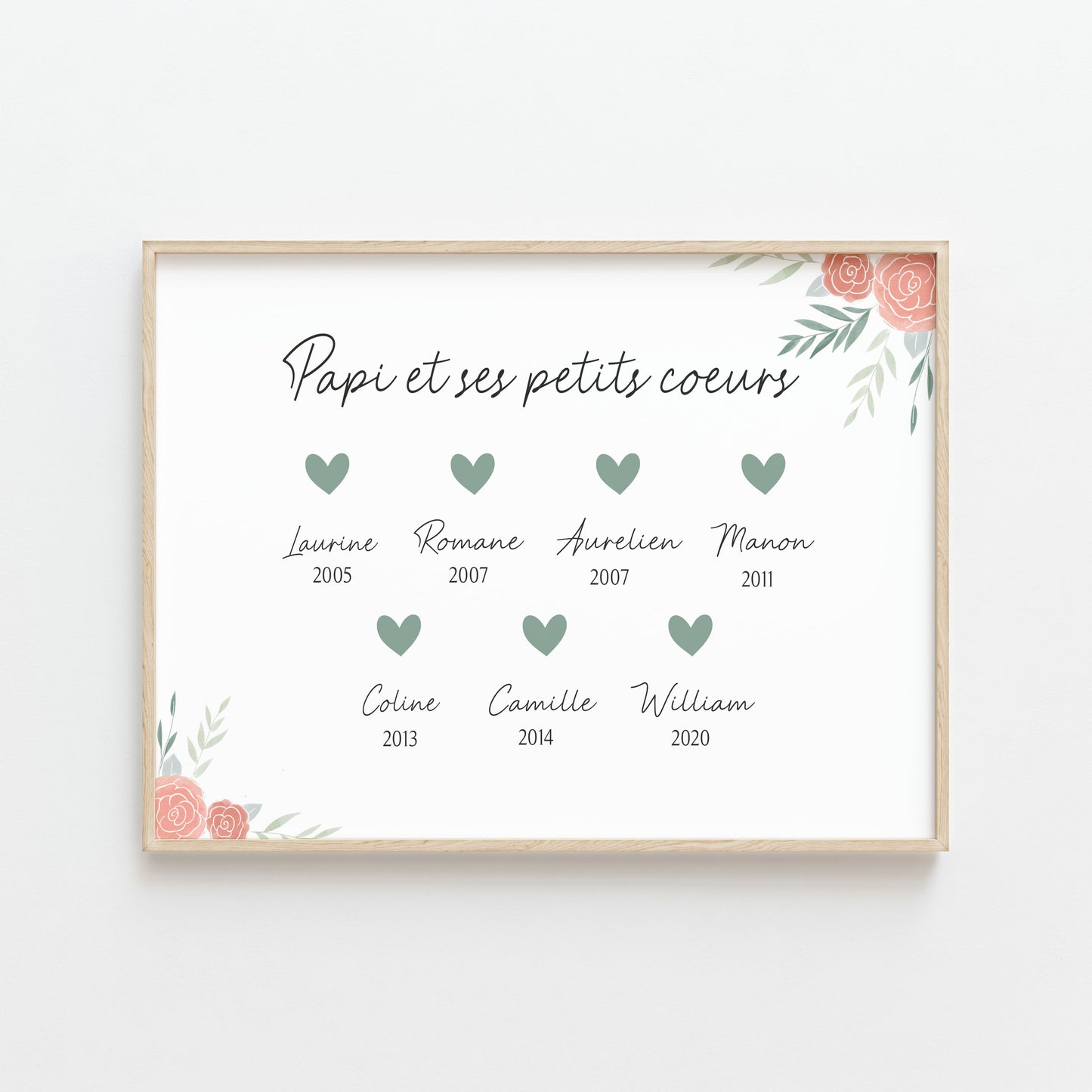 Affiche Personnalisée "Papi et ses Petits Cœurs"