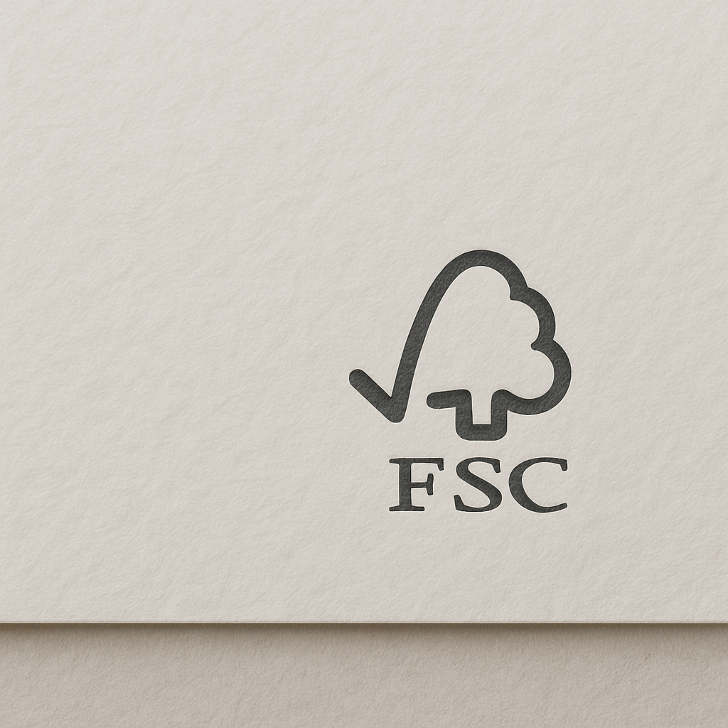 Logo FSC imprimé sur papier texturé