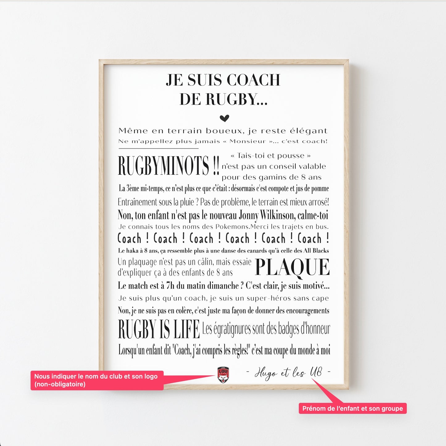 Affiche Spéciale pour Coach de Rugby