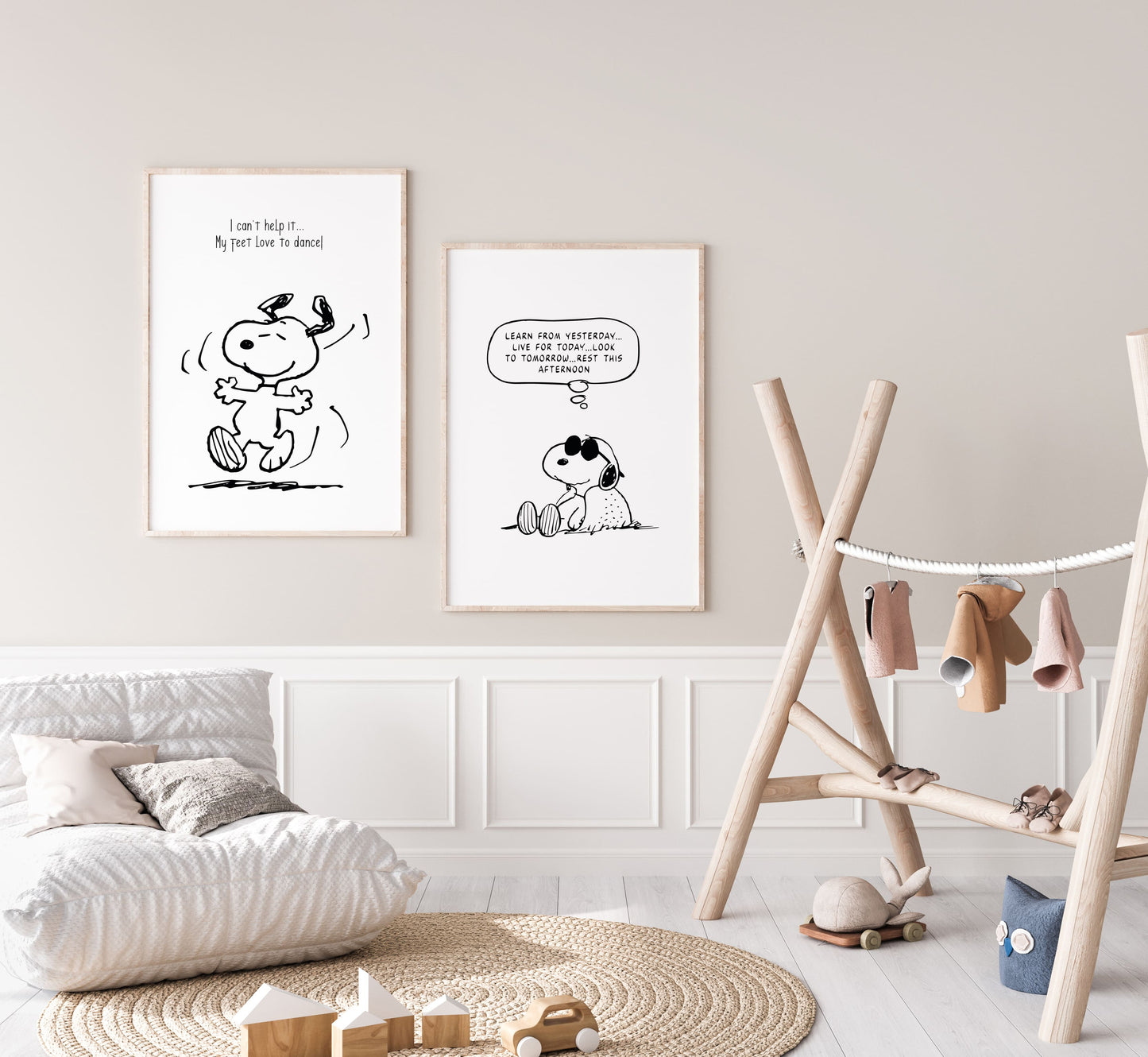 Affiche de Snoopy - Joe Cool tranquille en Noir et Blanc