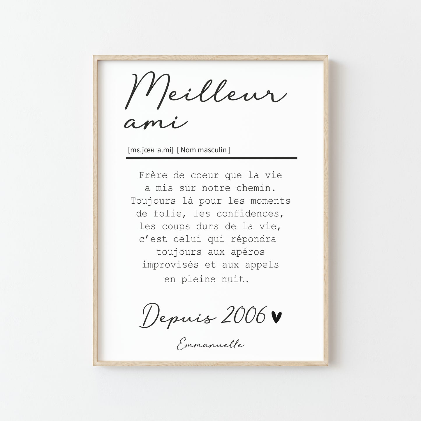 Affiche "Meilleur Ami" : un cadeau personnalisé unique