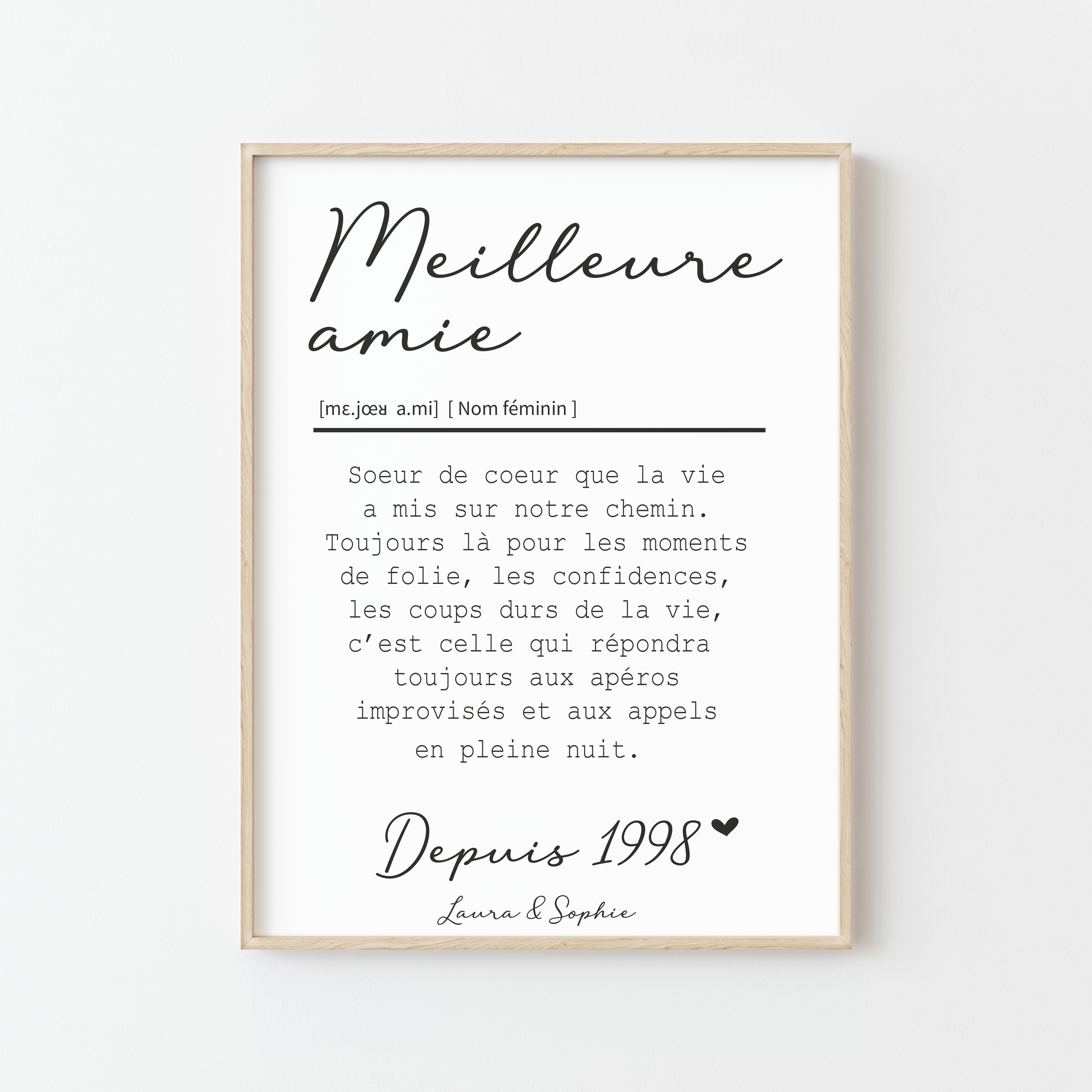 Sac En Toile Personnalisé Meilleure Amie - Cadeau Sentimental Pour Femme - Message D'amitié - Grande Capacité