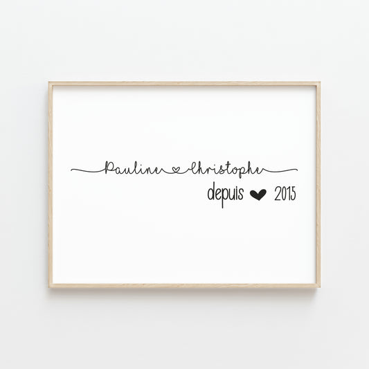 AFFICHE PRENOMS ET DATE D’AMOUR