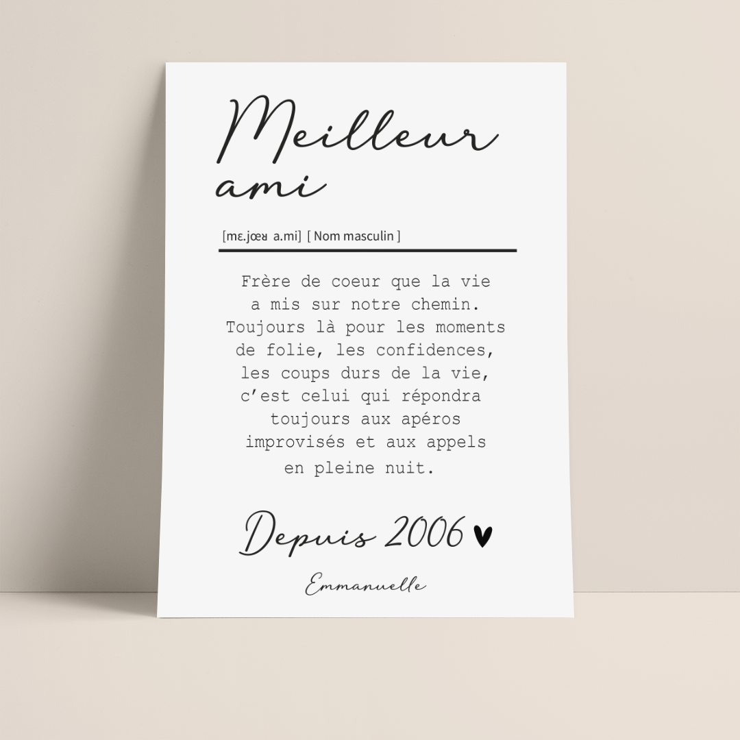 Affiche "Meilleur Ami" : un cadeau personnalisé unique