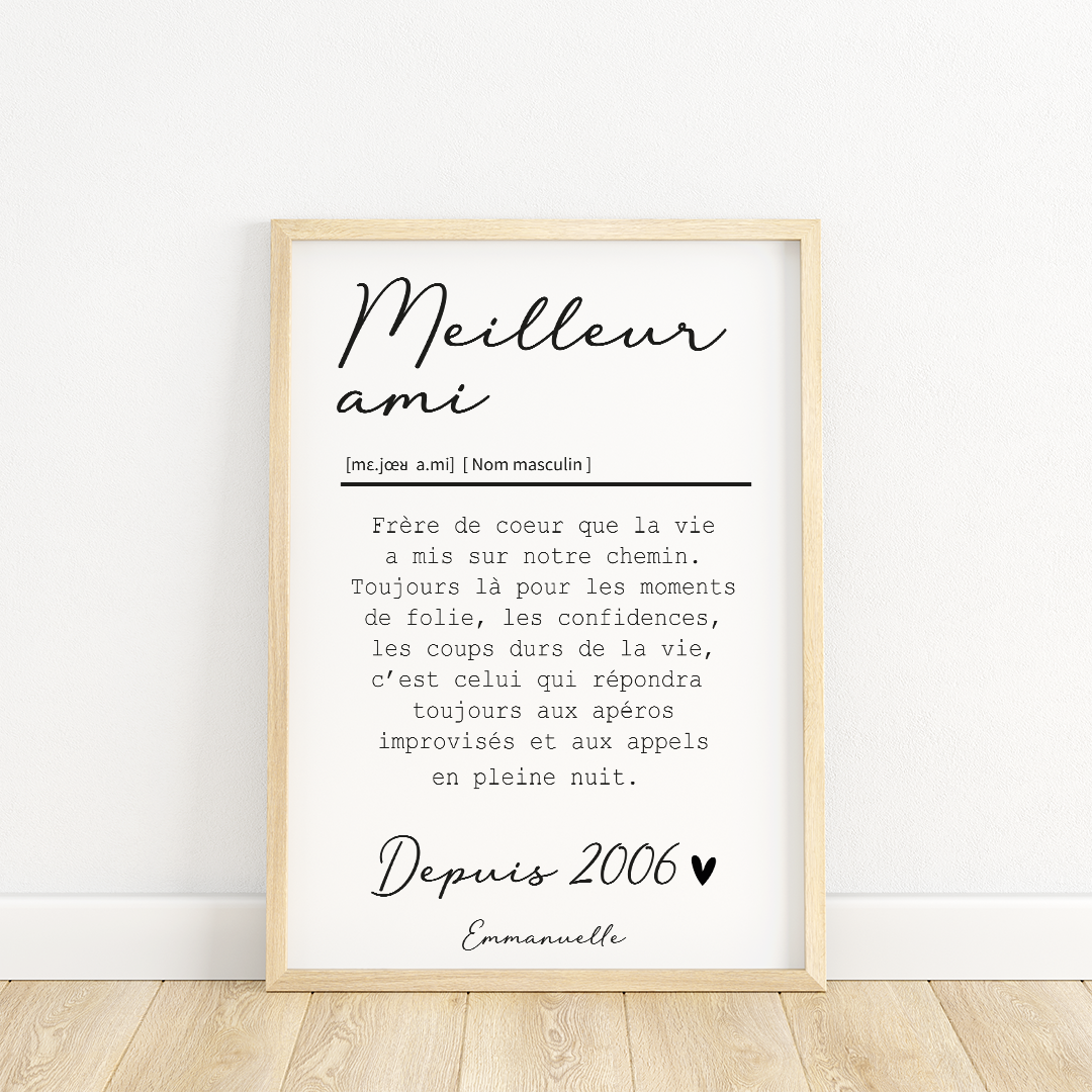 Affiche "Meilleur Ami" : un cadeau personnalisé unique