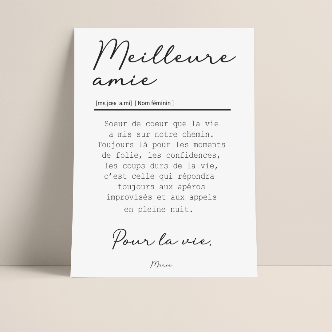 L'affiche "Meilleure Amie" : un présent inoubliable pour votre meilleure amie