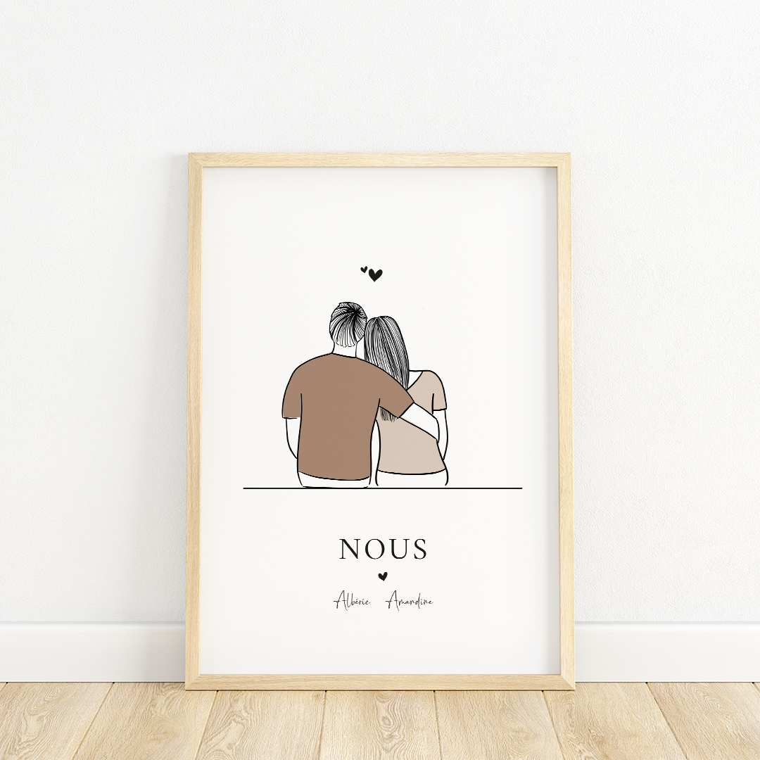 AFFICHE PERSONNALISÉE "COUPLE AMOUREUX" DE DOS