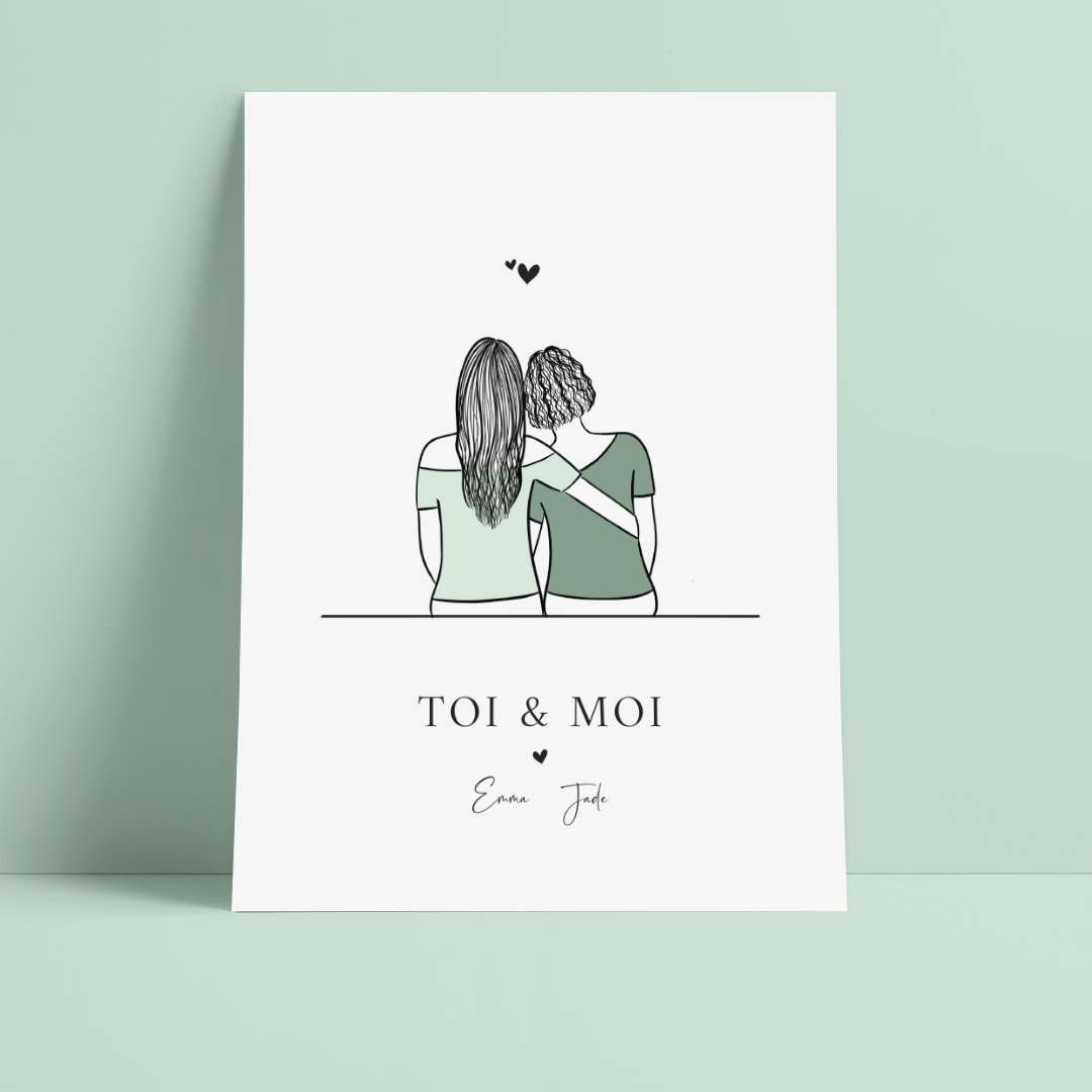 AFFICHE PERSONNALISÉE "COUPLE AMOUREUX" DE DOS