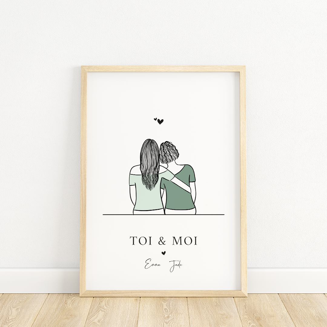AFFICHE PERSONNALISÉE "COUPLE AMOUREUX" DE DOS