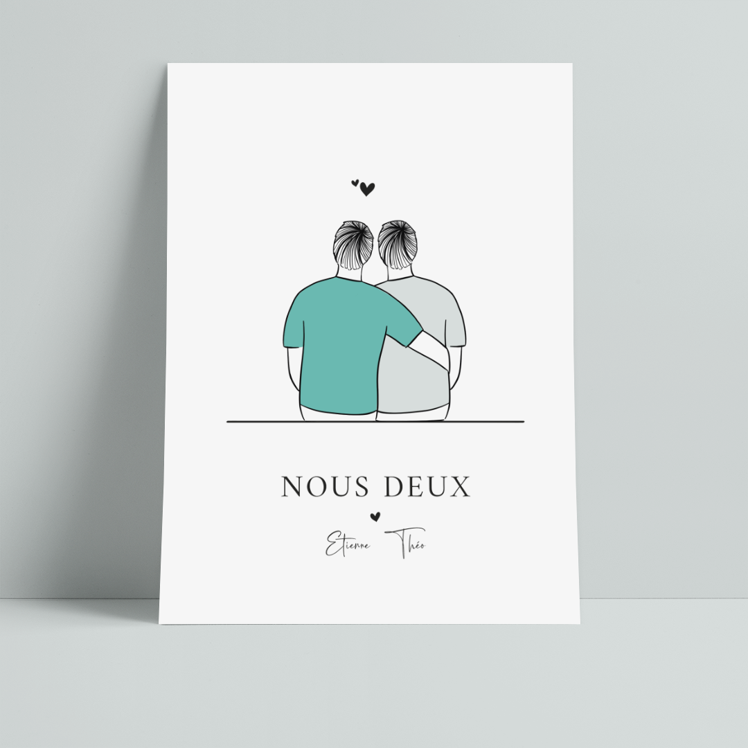 AFFICHE PERSONNALISÉE "COUPLE AMOUREUX" DE DOS