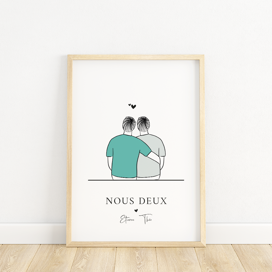 AFFICHE PERSONNALISÉE "COUPLE AMOUREUX" DE DOS