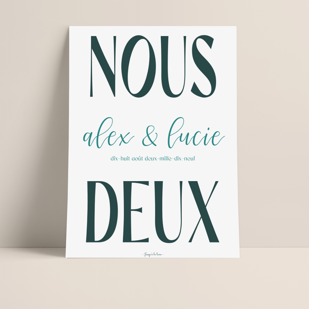 Personnalisez votre histoire d'amour avec l'affiche "Nous Deux"