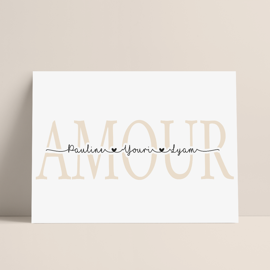 AFFICHE MOT ET PRENOMS BEIGE