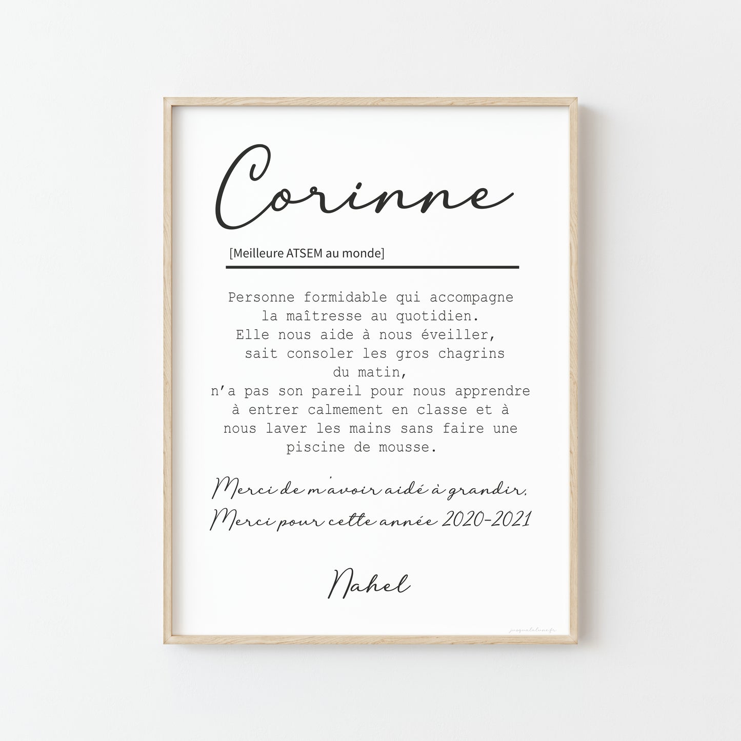 AFFICHE DÉFINITION ATSEM : UN CADEAU UNIQUE ET TOUCHANT