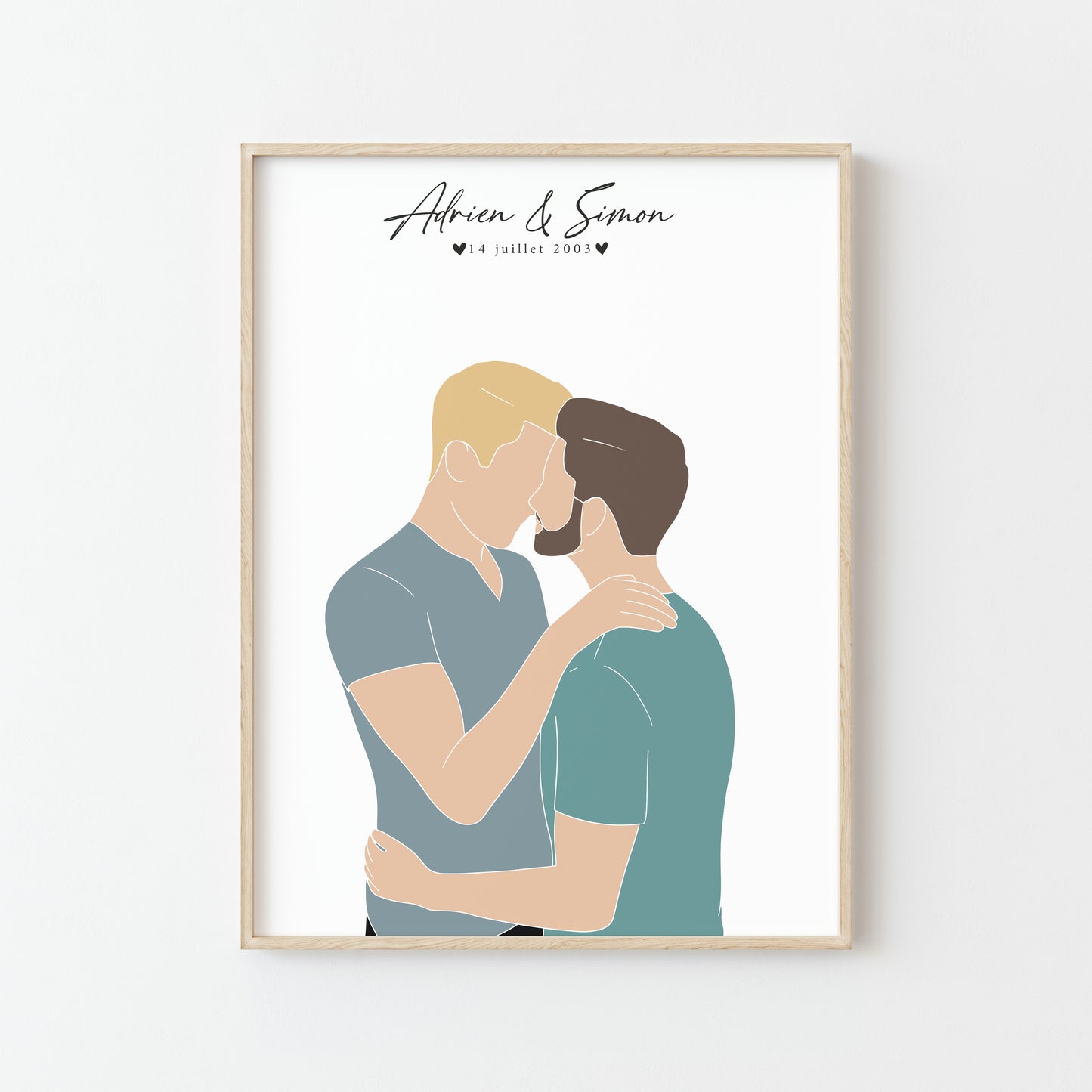 AFFICHE PERSONNALISÉE COUPLE D'HOMMES : UN CADEAU D'AMOUR UNIQUE