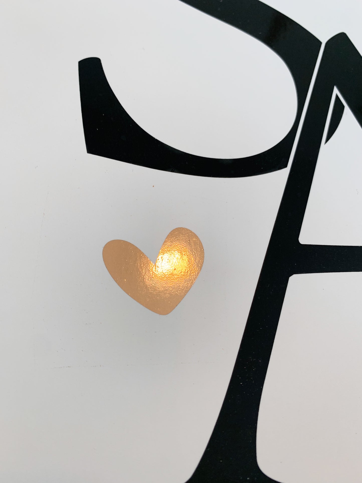 AFFICHE NOS INITIALES cœur métallisé (Rose Gold ou doré)
