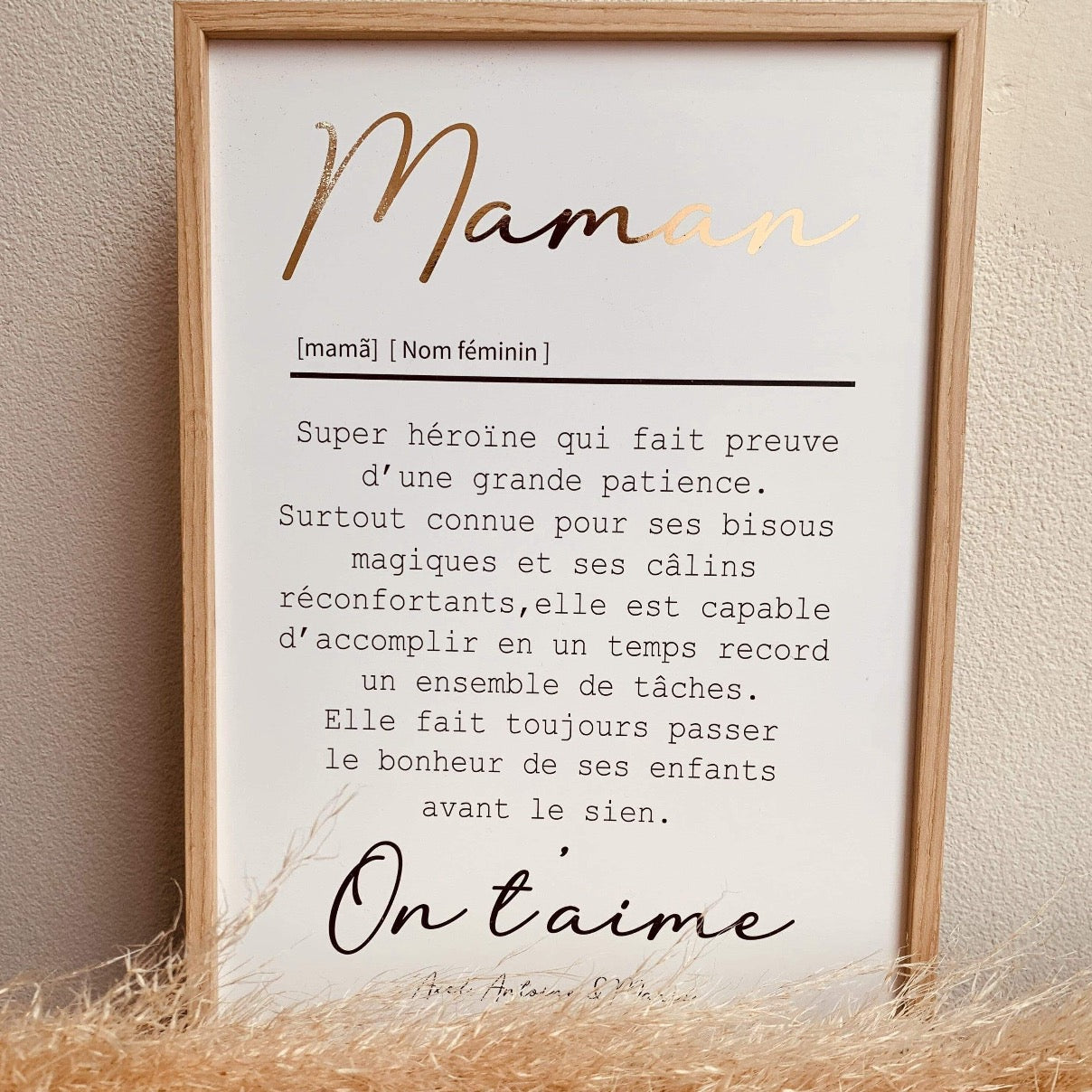AFFICHE DEFINITION MAMAN avec ou sans touche métallisée ( Rose Gold ou Doré )