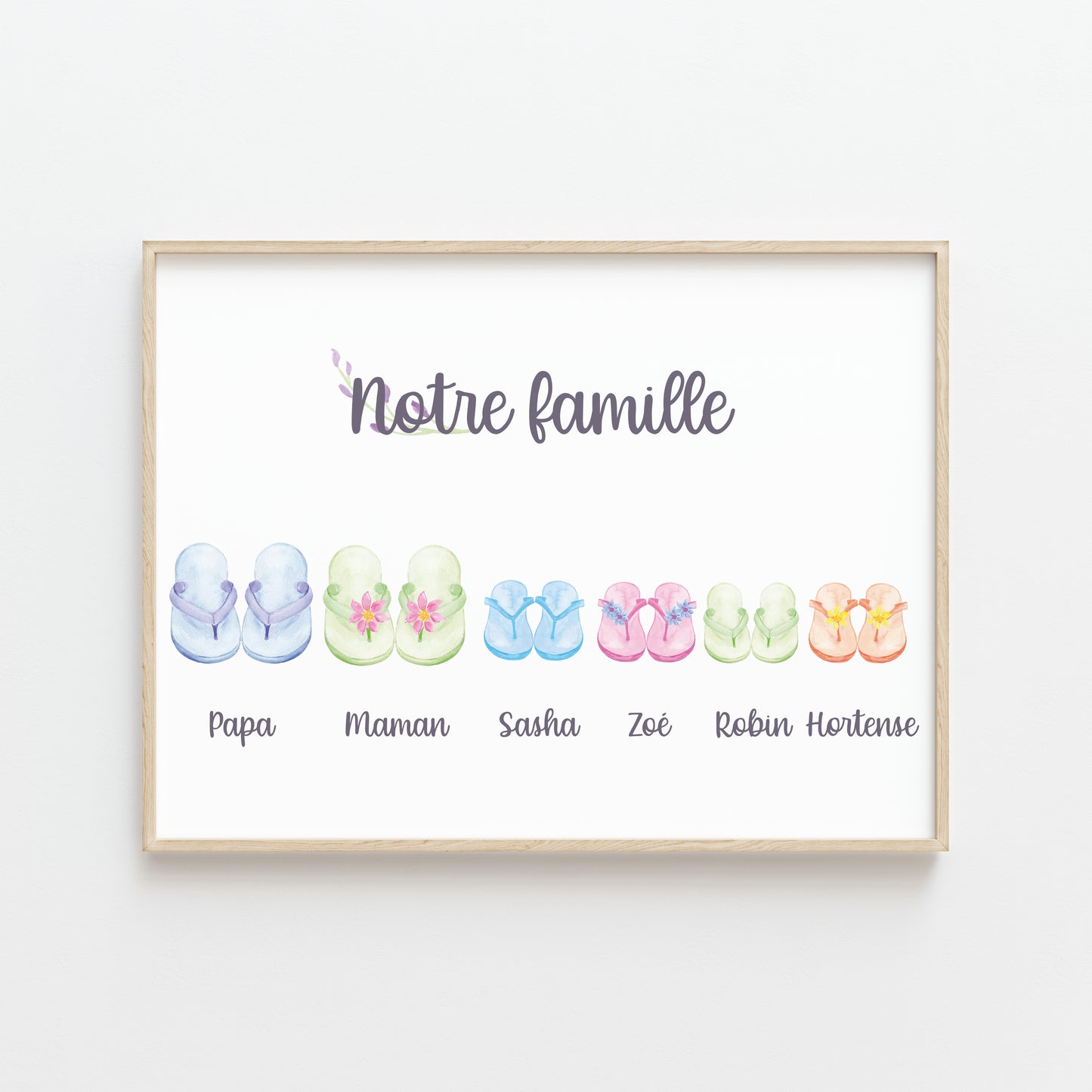 AFFICHE "TONGS PERSONNALISÉE" : UNE FAMILLE ORIGINALE ET COLORÉE
