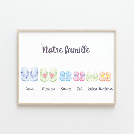 AFFICHE "TONGS PERSONNALISÉE" : UNE FAMILLE ORIGINALE ET COLORÉE