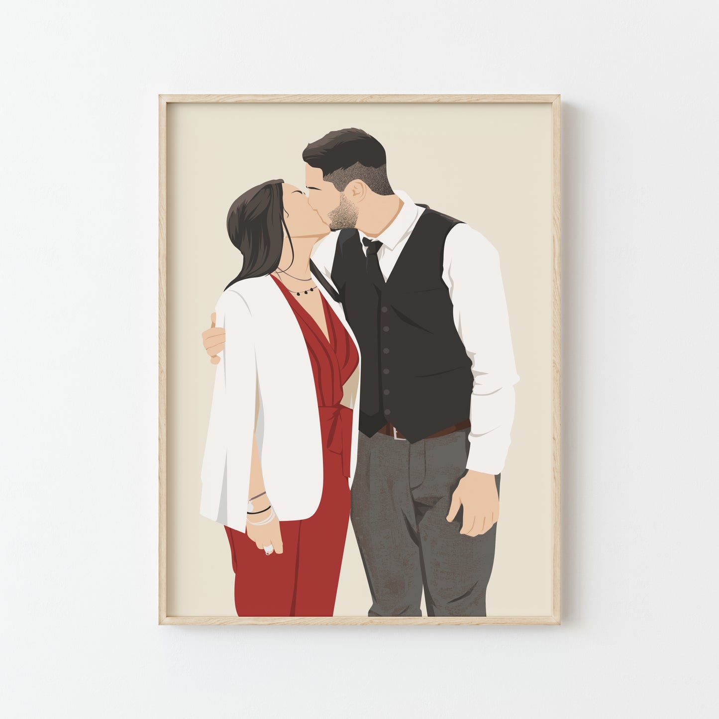 portrait illustré couple personnalisé affiche sur mesure