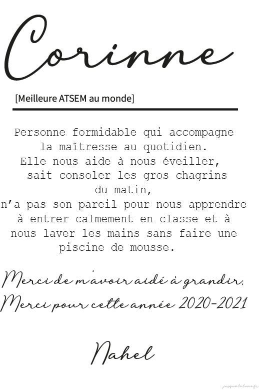 AFFICHE DÉFINITION ATSEM : UN CADEAU UNIQUE ET TOUCHANT