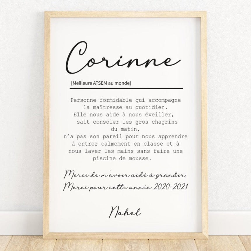 AFFICHE DÉFINITION ATSEM : UN CADEAU UNIQUE ET TOUCHANT