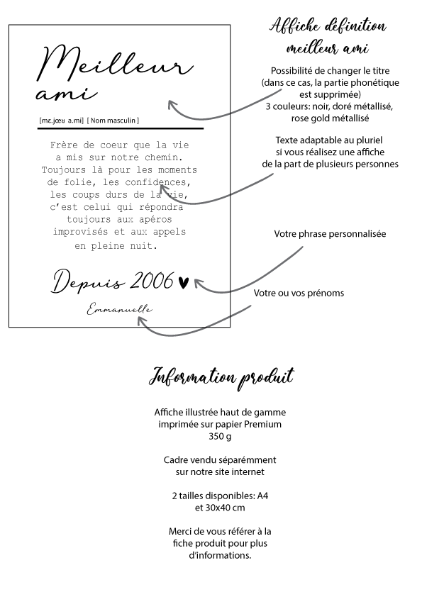 Affiche "Meilleur Ami" : un cadeau personnalisé unique