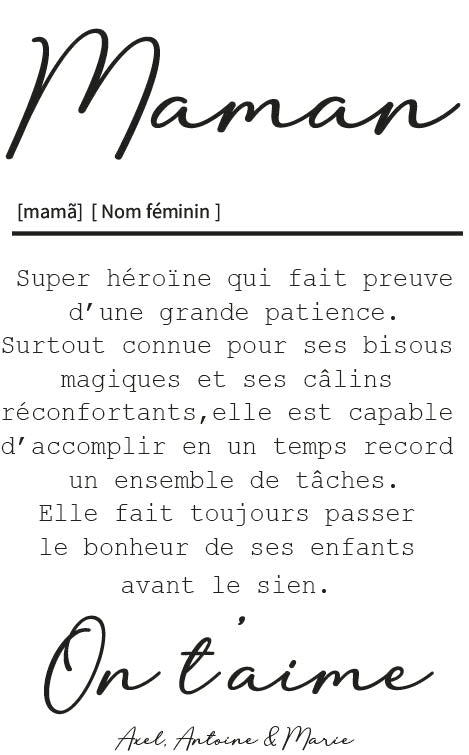 AFFICHE DEFINITION MAMAN avec ou sans touche métallisée ( Rose Gold ou Doré )