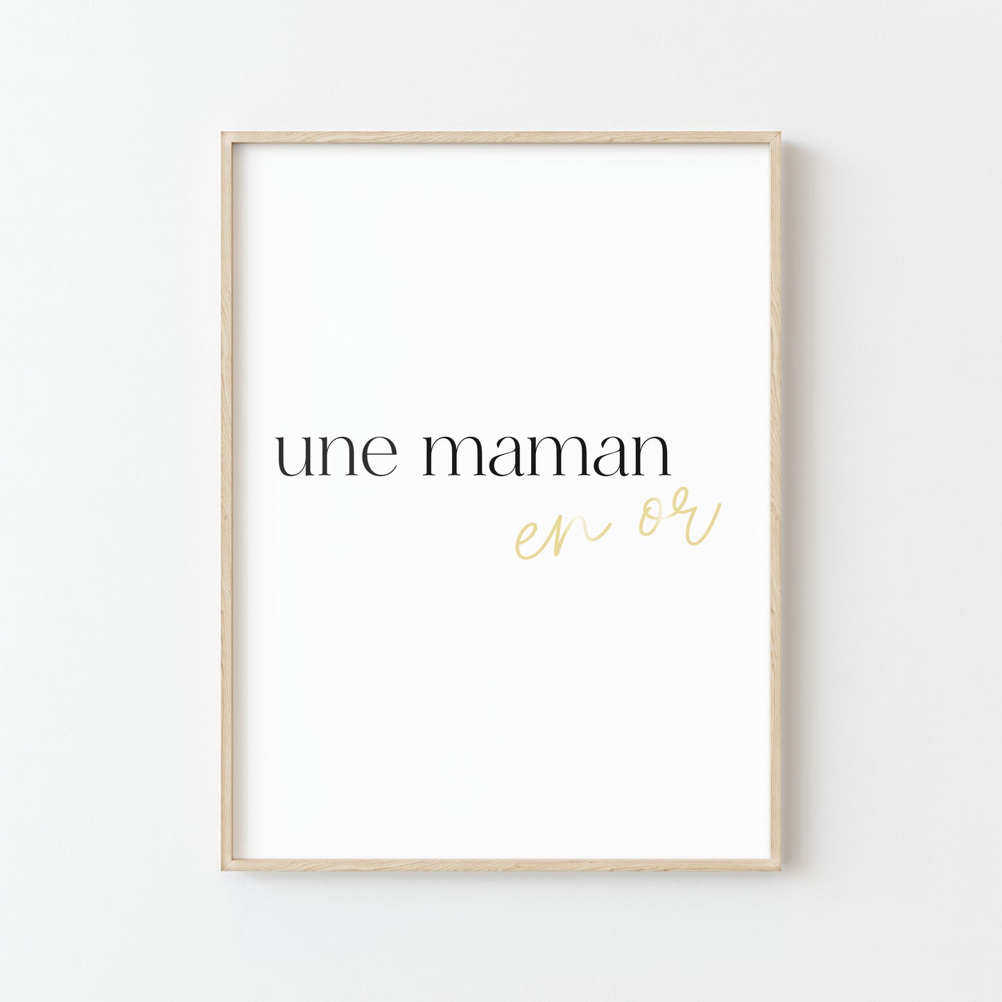 affiche maman en or cadre bois decoration murale