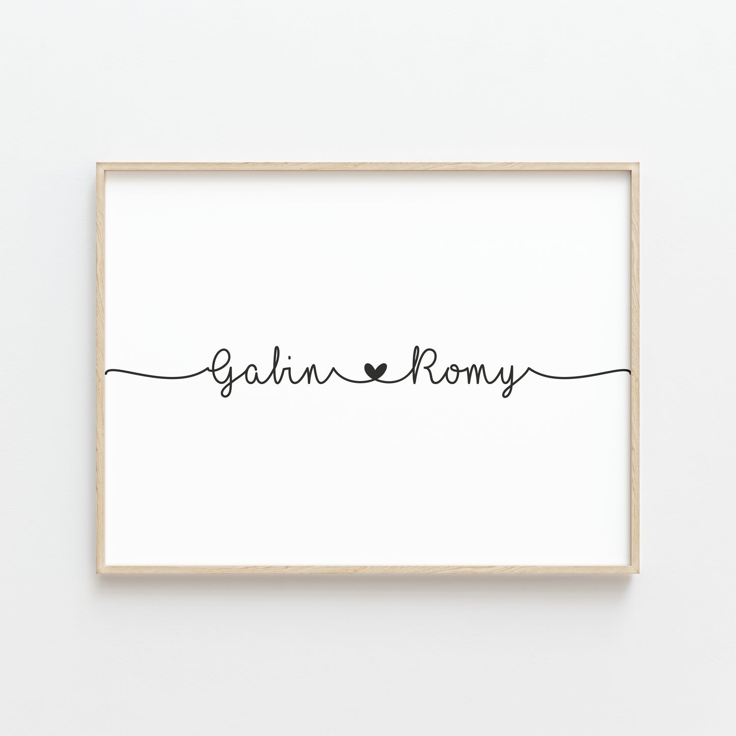 affiche personnalisee prenoms amoureux calligraphie minimaliste cadeau couple