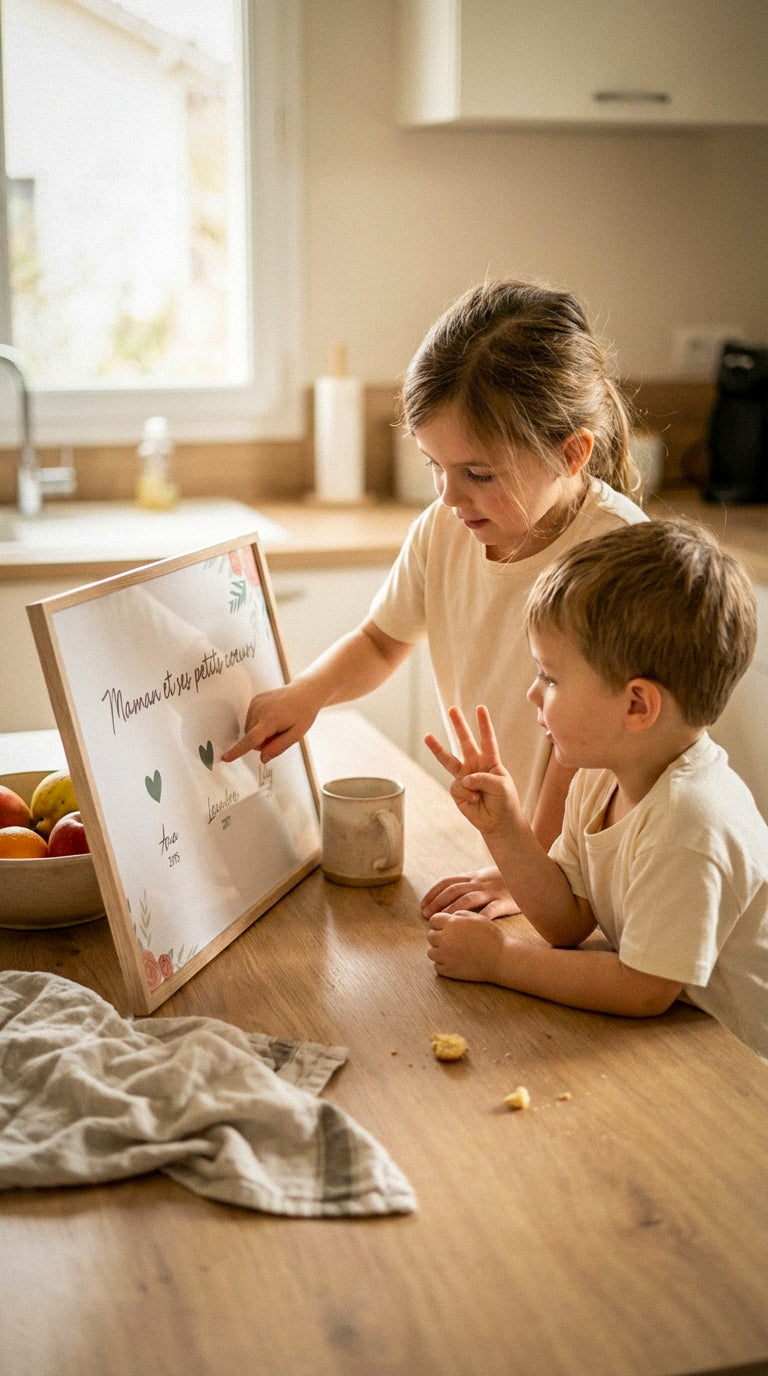 Affiche "Maman et ses Petits Cœurs" – Édition Bouquet d'Amour