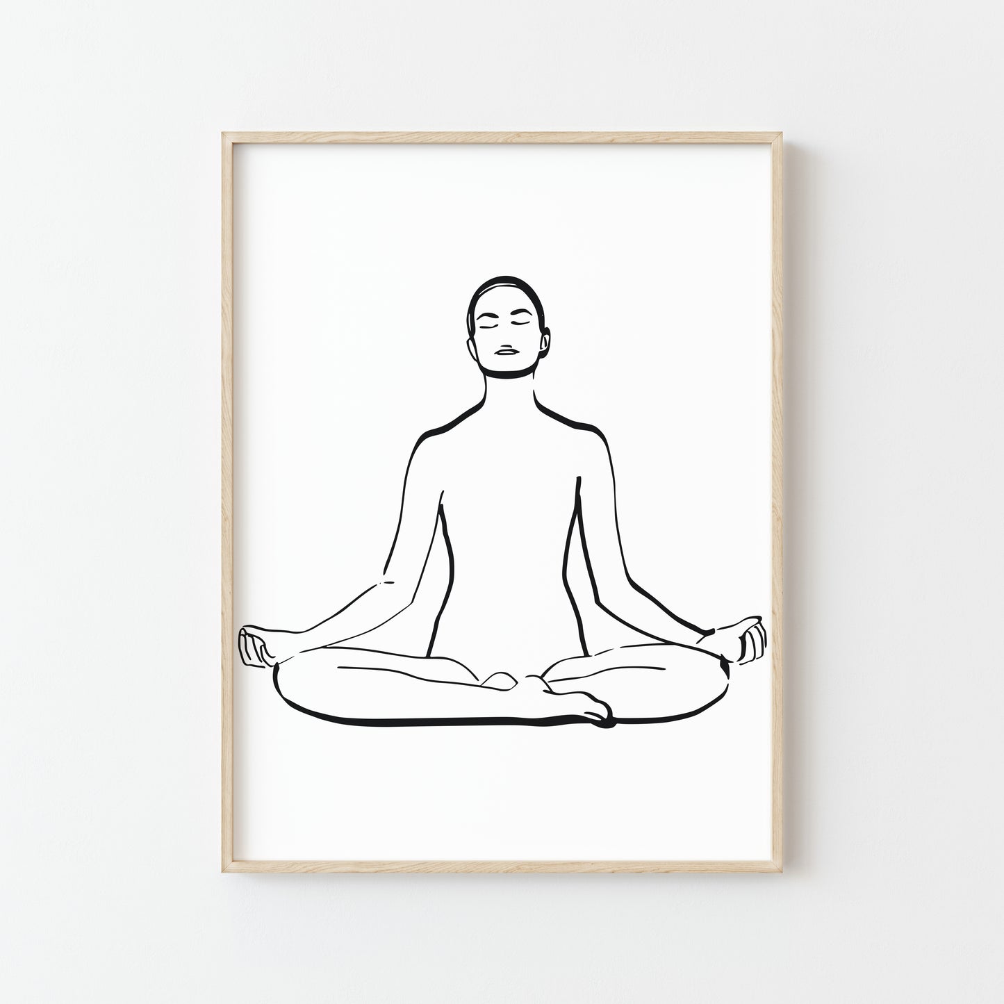 Affiche Minimaliste de Méditation en Noir et Blanc - Art Yoga Homme