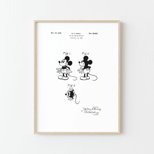 Poster Mickey Mouse de Brevet – Un Classique Revisité pour Votre Décoration