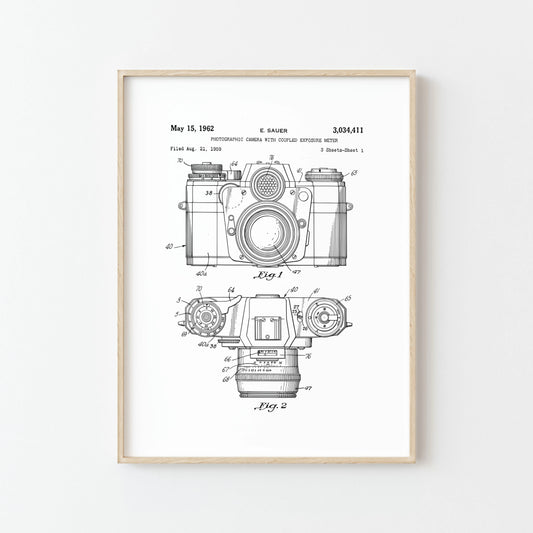 Affiche Dessin de Brevet d'une Caméra - Impression Haut de Gamme