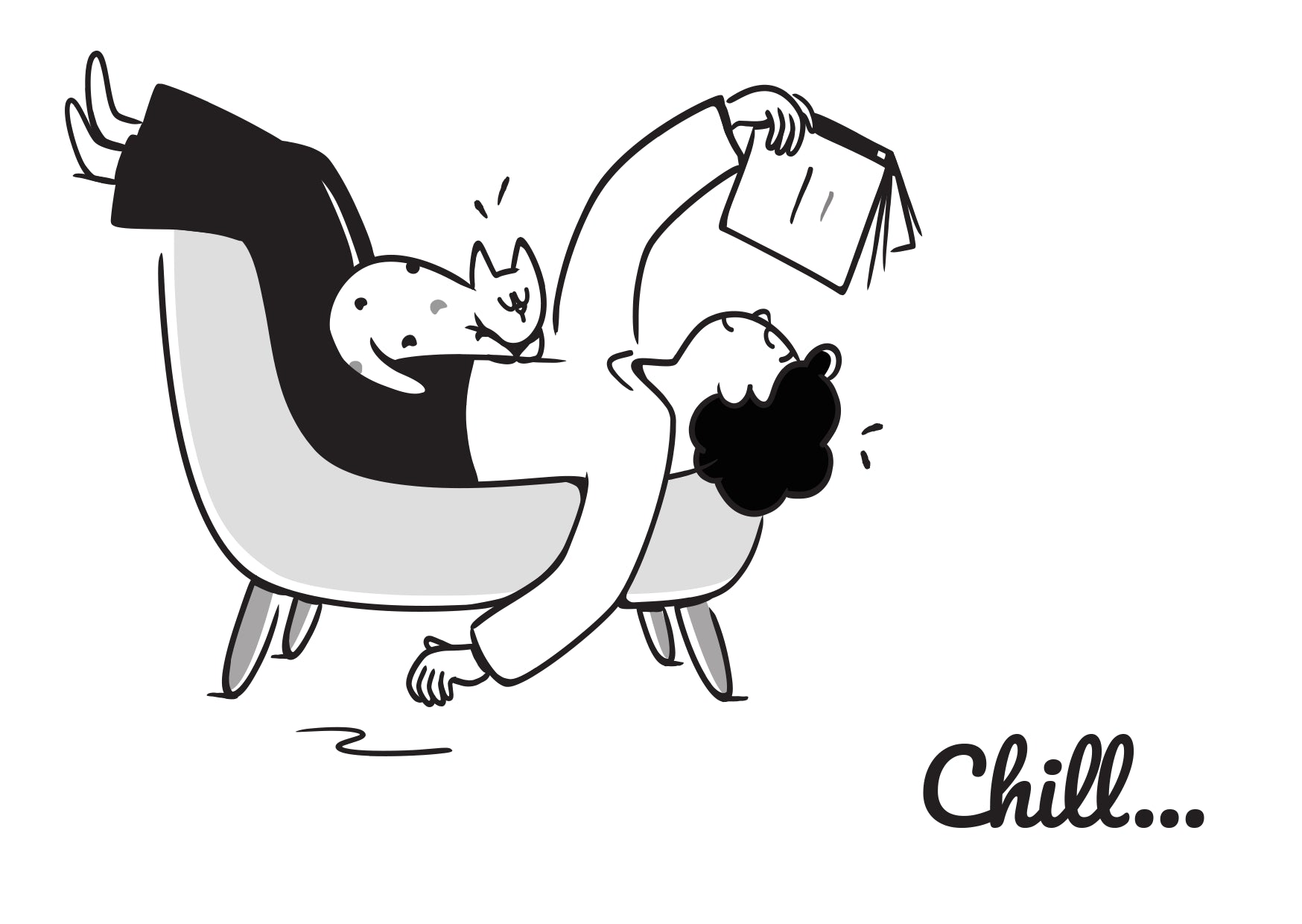 carte postale A6 Chill chat lecteur cheveux noir