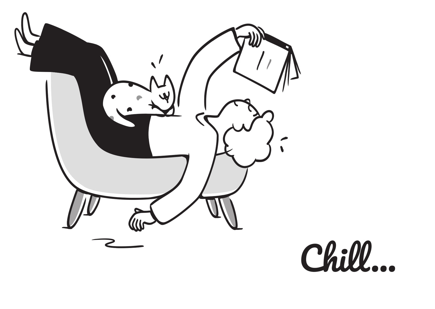 carte postale A6 Chill chat lecteur cheveux blanc