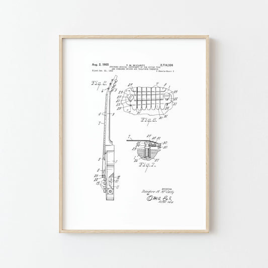 Dessin de Brevet Guitare Électrique II - Votre décoration murale avec un brin de nostalgie