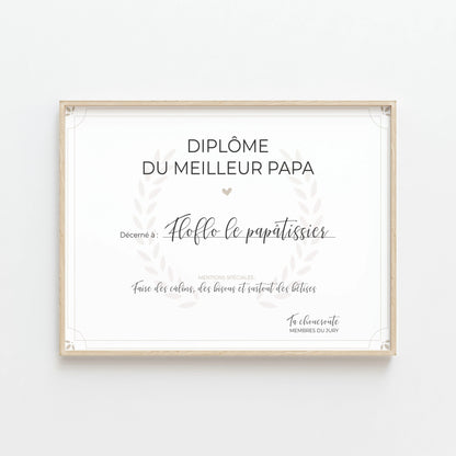 AFFICHE "DIPLÔME DU MEILLEUR PAPA" : LE CADEAU PARFAIT POUR LA FÊTE DES PÈRES