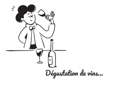 Affiche "Dégustation de vins..." - Déco Humour Œnologie  | A6 · A3 · A4 · Digital