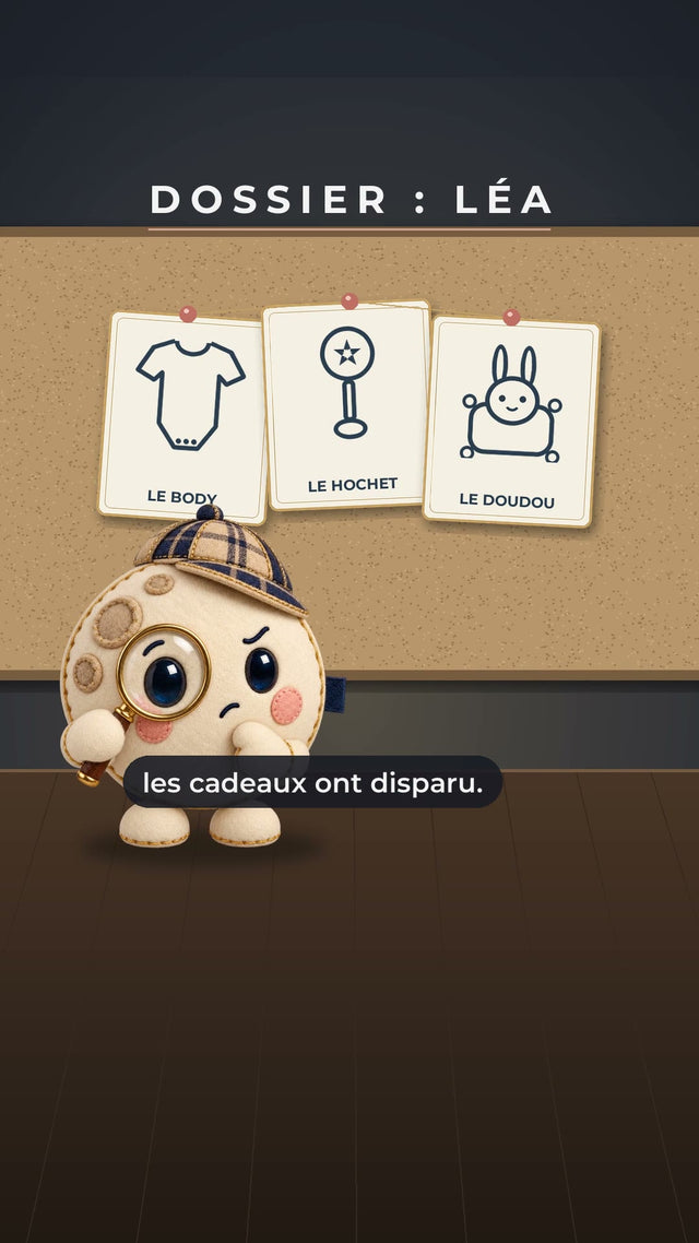 Lune en détective devant le dossier de Léa