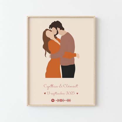 Affiche Couple "Le Baiser" – L'Instant Suspendu