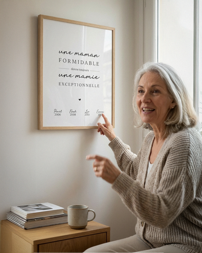 Affiche "Maman Formidable, Mamie Exceptionnelle" – Édition Hommage Familial
