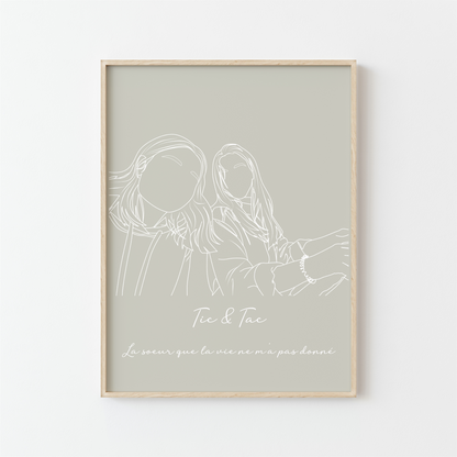 Affiche Portrait Contour – Votre Photo Dessinée à la Main