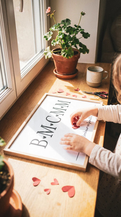 Affiche "Initiales Famille" – Édition Cœurs Enlacés