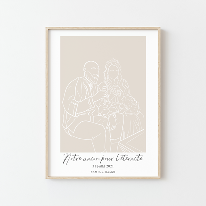 Affiche Portrait Contour – Votre Photo Dessinée à la Main