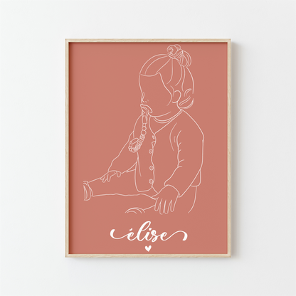 Affiche Portrait Contour – Votre Photo Dessinée à la Main
