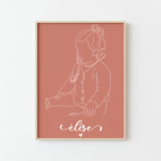 Affiche Portrait Contour – Votre Photo Dessinée à la Main